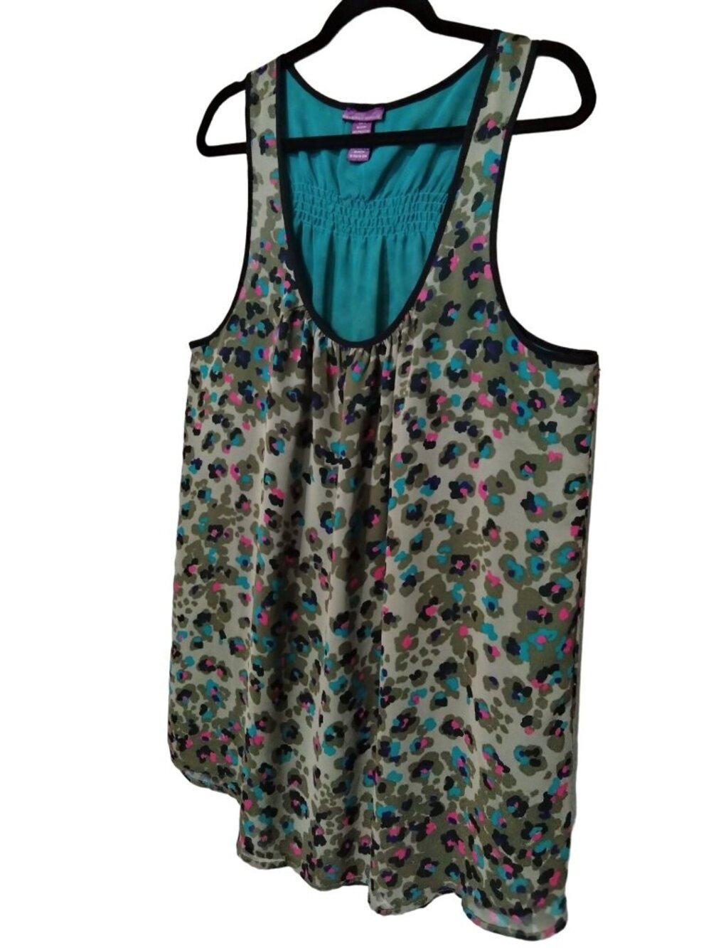 Beverly Drive Plus Size 16-18W Tank Top Sleeveless Multicolor Leopard Print - Picture 3 of 7